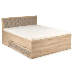 Garnero Arredamenti Letti Matrimoniali|Letti Matrimoniali-Letto matrimoniale 160x200cm con cassetti contenitore moderno rovere Sombra