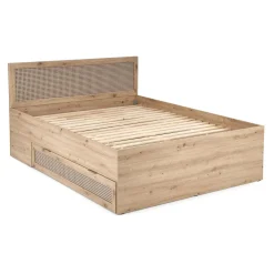 Garnero Arredamenti Letti Matrimoniali|Letti Matrimoniali-Letto matrimoniale 160x200cm con cassetti contenitore moderno rovere Sombra