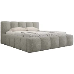 Garnero Arredamenti Letti Matrimoniali|Letti Matrimoniali-Letto matrimoniale 160x200cm con rete contenitore imbottito tessuto bouclé grigio Aluna Tessuto Abriamo Grigio