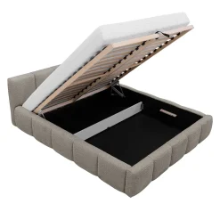 Garnero Arredamenti Letti Matrimoniali|Letti Matrimoniali-Letto matrimoniale 160x200cm con rete contenitore imbottito tessuto bouclé grigio Aluna Tessuto Abriamo Grigio