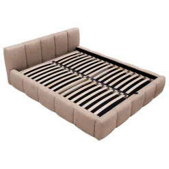 Garnero Arredamenti Letti Matrimoniali|Letti Matrimoniali-Letto matrimoniale 160x200cm con rete contenitore imbottito tessuto bouclé rosa Aluna Tessuto Abriamo Rosa