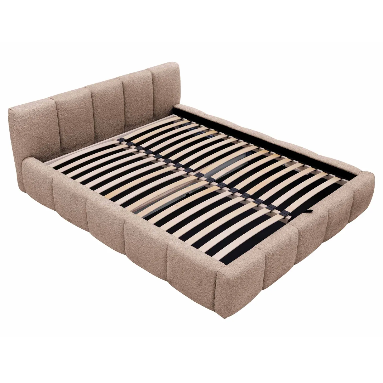 Garnero Arredamenti Letti Matrimoniali|Letti Matrimoniali-Letto matrimoniale 160x200cm con rete contenitore imbottito tessuto bouclé rosa Aluna Tessuto Abriamo Rosa