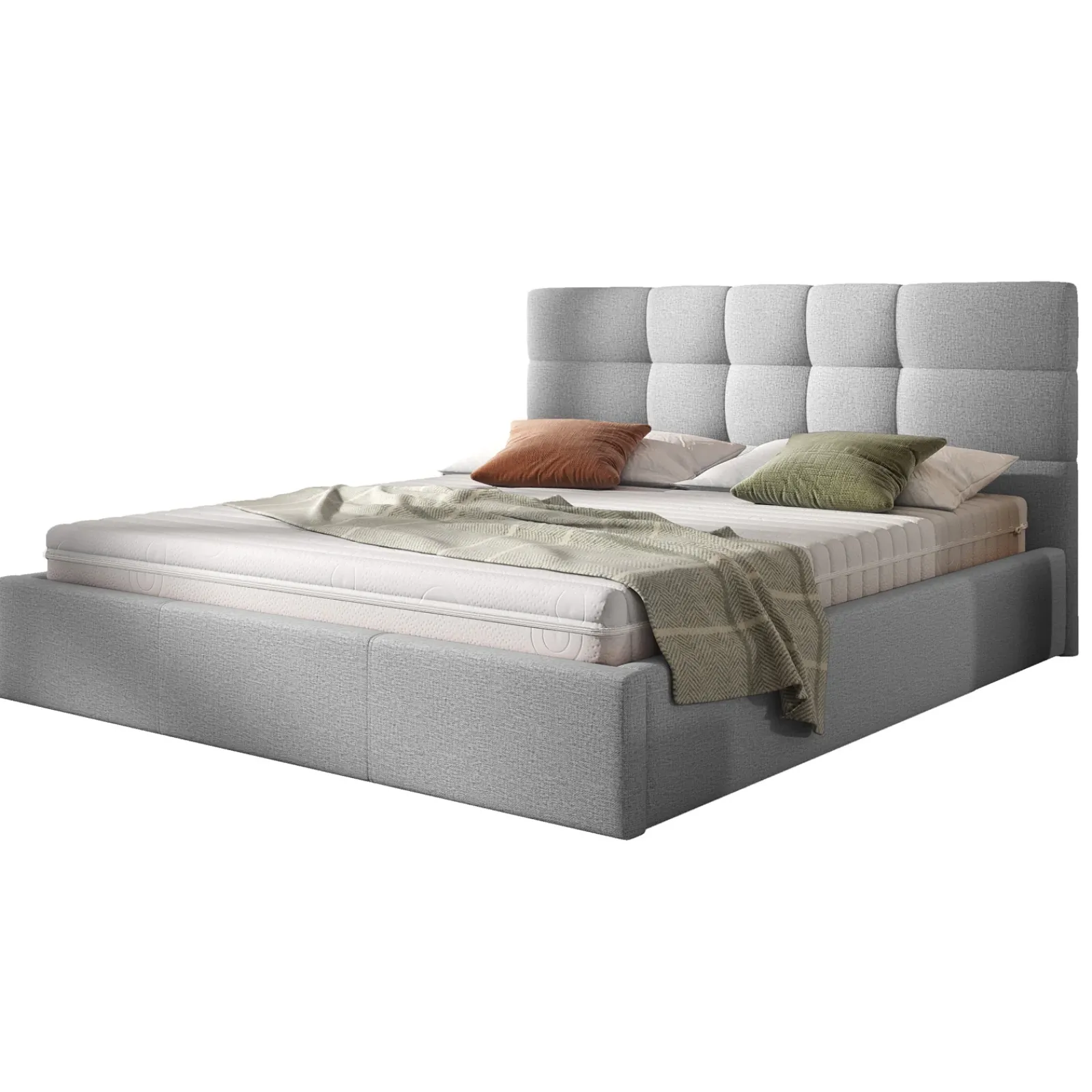 Garnero Arredamenti Letti Matrimoniali|Letti Matrimoniali-Letto matrimoniale 160x200cm contenitore imbottito grigio chiaro Silla