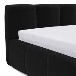 Garnero Arredamenti Letti Matrimoniali|Letti Matrimoniali-Letto matrimoniale 160x200cm con rete contenitore imbottito nero Aluna Tessuto Kronos Nero