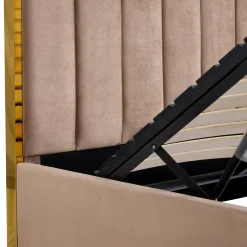 Garnero Arredamenti Letti Matrimoniali|Letti Matrimoniali-Letto matrimoniale 160x200cm con rete contenitore oro Esther Beige