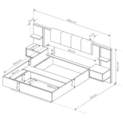 Garnero Arredamenti Letti Matrimoniali|Letti Matrimoniali-Letto matrimoniale 160x200cm contenitore con comodini beige Jolly