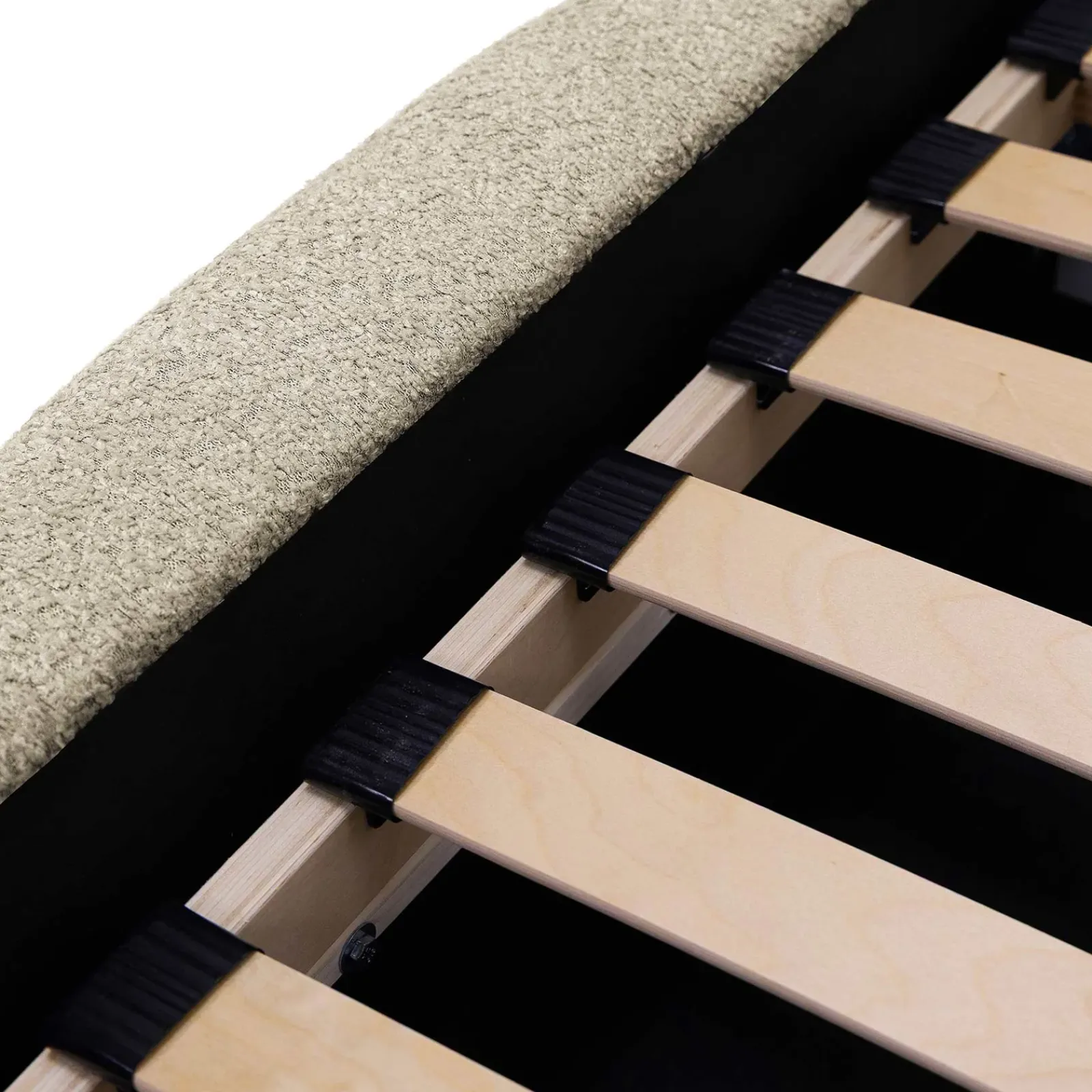 Garnero Arredamenti Letti Matrimoniali|Letti Matrimoniali-Letto matrimoniale 160x200cm con rete contenitore imbottito tessuto bouclé beige Aluna Tessuto Abriamo Beige