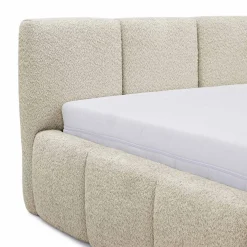 Garnero Arredamenti Letti Matrimoniali|Letti Matrimoniali-Letto matrimoniale 160x200cm con rete contenitore imbottito tessuto bouclé beige Aluna Tessuto Abriamo Beige