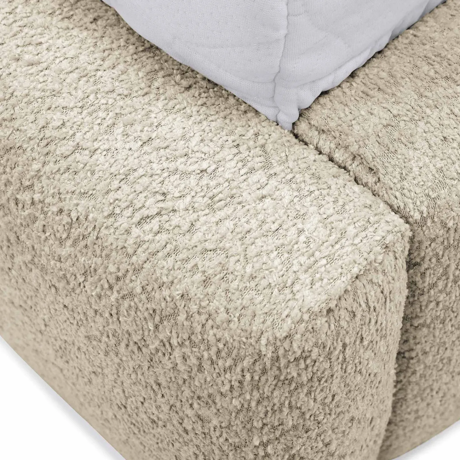 Garnero Arredamenti Letti Matrimoniali|Letti Matrimoniali-Letto matrimoniale 160x200cm con rete contenitore imbottito tessuto bouclé beige Aluna Tessuto Abriamo Beige