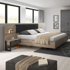 Garnero Arredamenti Letti Matrimoniali|Letti Matrimoniali-Letto matrimoniale 160x200cm grigio quercia Dable