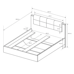 Garnero Arredamenti Letti Matrimoniali|Letti Matrimoniali-Letto matrimoniale 160x200cm grigio quercia Dable