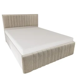 Garnero Arredamenti Letti Matrimoniali|Letti Matrimoniali-Letto matrimoniale 160x200cm imbottito con contenitore beige Emporio