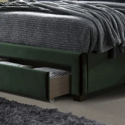 Garnero Arredamenti Letti Matrimoniali|Letti Matrimoniali-Letto matrimoniale 160x200cm imbottito con cassettoni Lux Verde