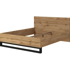 Garnero Arredamenti Letti Matrimoniali|Letti Matrimoniali-Letto matrimoniale 160x200cm rovere metallo nero industrial Petra