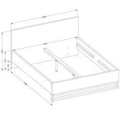 Garnero Arredamenti Letti Matrimoniali|Letti Matrimoniali-Letto matrimoniale 160x200cm rovere metallo nero industrial Petra