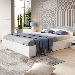 Garnero Arredamenti Letti Matrimoniali|Letti Matrimoniali-Letto matrimoniale 160x200cm standard Roma-Sorrento Bianco Lucido