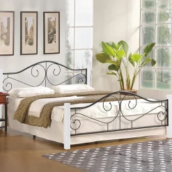 Garnero Arredamenti Letti Matrimoniali|Letti Matrimoniali-Letto moderno matrimoniale 160x200cm écru nero Valez