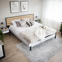 Garnero Arredamenti Letti Oversize-Letto oversize contenitore 180x200cm con LED e presa USB-C grigio nero rovere Luna