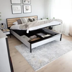 Garnero Arredamenti Letti Oversize-Letto oversize contenitore 180x200cm con LED e presa USB-C grigio nero rovere Luna