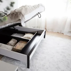 Garnero Arredamenti Letti Oversize-Letto oversize contenitore 180x200cm con LED e presa USB-C grigio nero rovere Luna