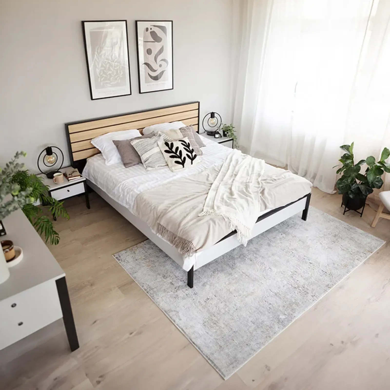 Garnero Arredamenti Letti Oversize-Letto oversize contenitore 180x200cm con LED e presa USB-C grigio nero rovere Luna