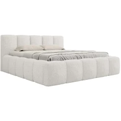 Garnero Arredamenti Letti Oversize-Letto oversize 180x200cm con rete contenitore imbottito tessuto bouclé bianco Aluna Tessuto Abriamo Bianco