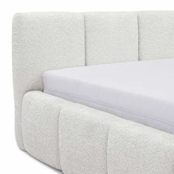 Garnero Arredamenti Letti Oversize-Letto oversize 180x200cm con rete contenitore imbottito tessuto bouclé bianco Aluna Tessuto Abriamo Bianco