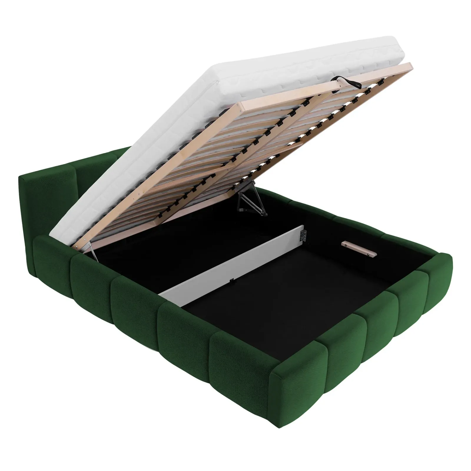 Garnero Arredamenti Letti Oversize-Letto oversize 180x200cm con rete contenitore imbottito verde Aluna Tessuto Kronos Verde