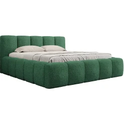 Garnero Arredamenti Letti Oversize-Letto oversize 180x200cm con rete contenitore imbottito tessuto bouclé verde Aluna Tessuto Abriamo Verde