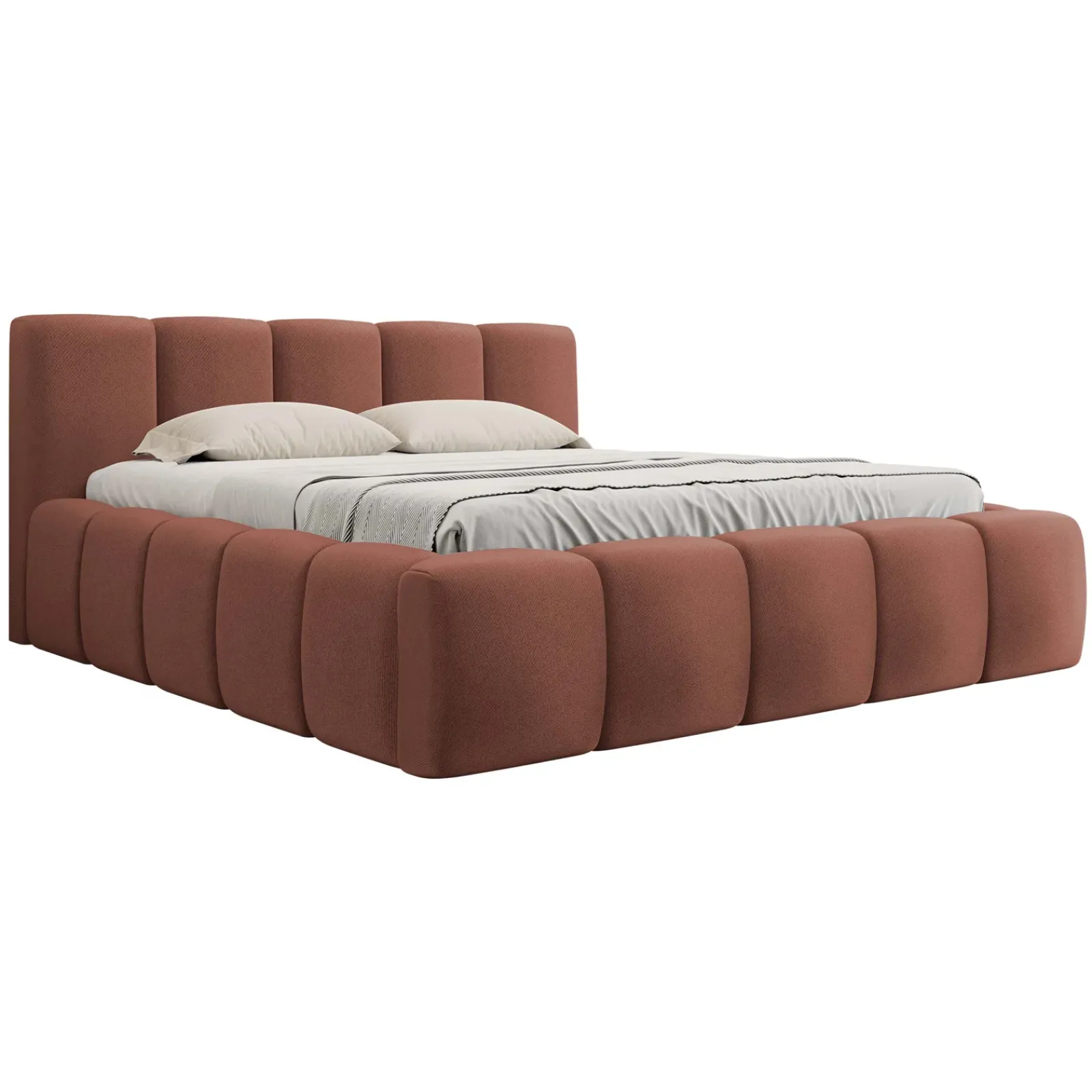 Garnero Arredamenti Letti Oversize-Letto oversize 180x200cm con rete contenitore imbottito rosso mattone Aluna Tessuto Kronos Rosso Mattone