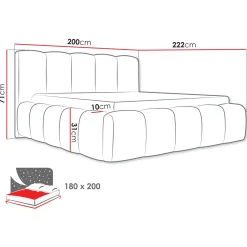 Garnero Arredamenti Letti Oversize-Letto oversize 180x200cm con rete contenitore imbottito rosso mattone Aluna Tessuto Kronos Rosso Mattone