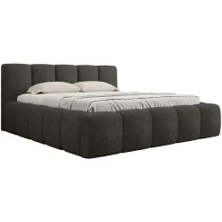 Garnero Arredamenti Letti Oversize-Letto oversize 180x200cm con rete contenitore imbottito tessuto bouclé nero Aluna Tessuto Abriamo nero