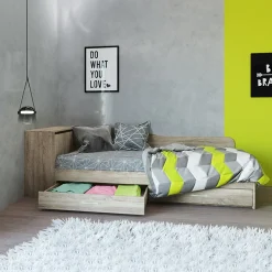 Garnero Arredamenti Letti Singoli|Letti Per Bambini E Ragazzi-Letto singolo con comò e cassettoni 82x190cm sonoma Catullo Rovere