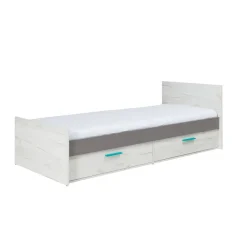 Garnero Arredamenti Letti Per Cameretta|Letti Per Bambini E Ragazzi-Letto singolo 80x200cm bianco pino grigio blu Maya Gihome®