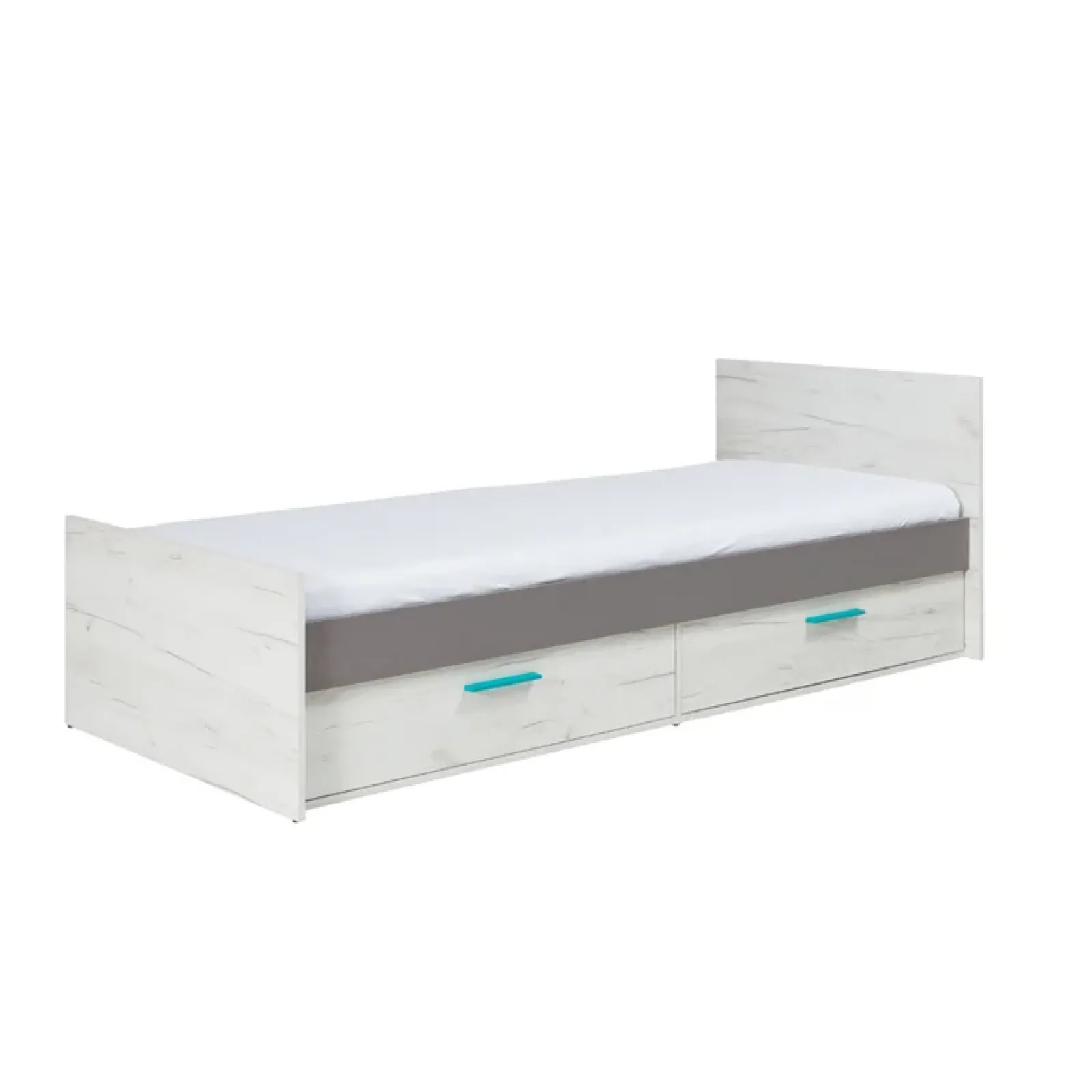 Garnero Arredamenti Letti Per Cameretta|Letti Per Bambini E Ragazzi-Letto singolo 80x200cm bianco pino grigio blu Maya Gihome®
