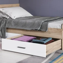 Garnero Arredamenti Letti Per Bambini E Ragazzi|Letti Per Bambini E Ragazzi-Letto singolo 90x200cm con 2 cassetti rovere bianco opaco Fabrizio