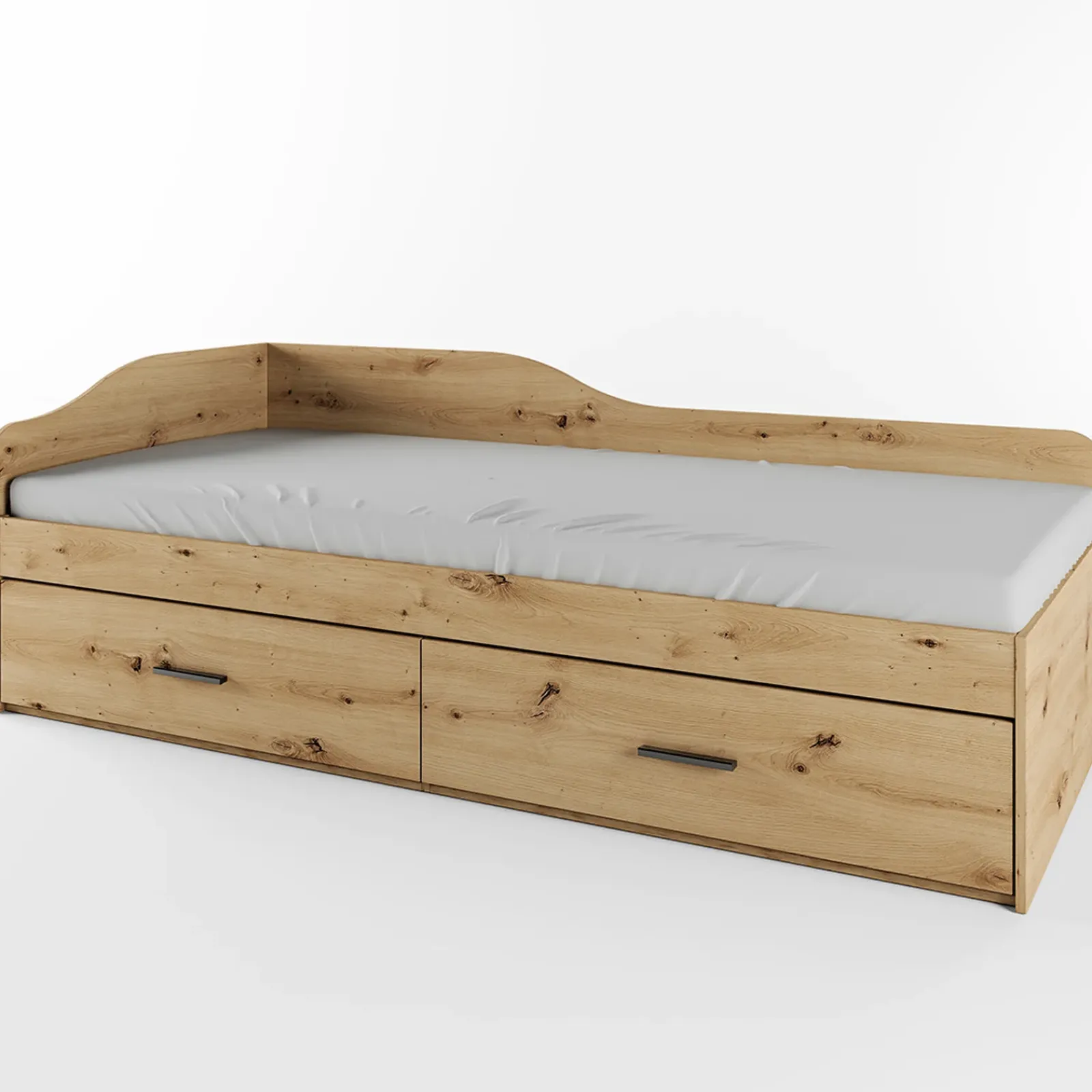 Garnero Arredamenti Letti Singoli|Letti Per Bambini E Ragazzi-Letto singolo 90x200cm con cassettoni Beccaria Rovere Rustico