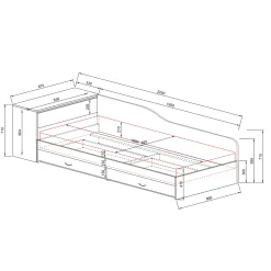 Garnero Arredamenti Letti Singoli|Letti Per Bambini E Ragazzi-Letto singolo 82x190cm con comò e cassettoni Catullo Rovere Rustico