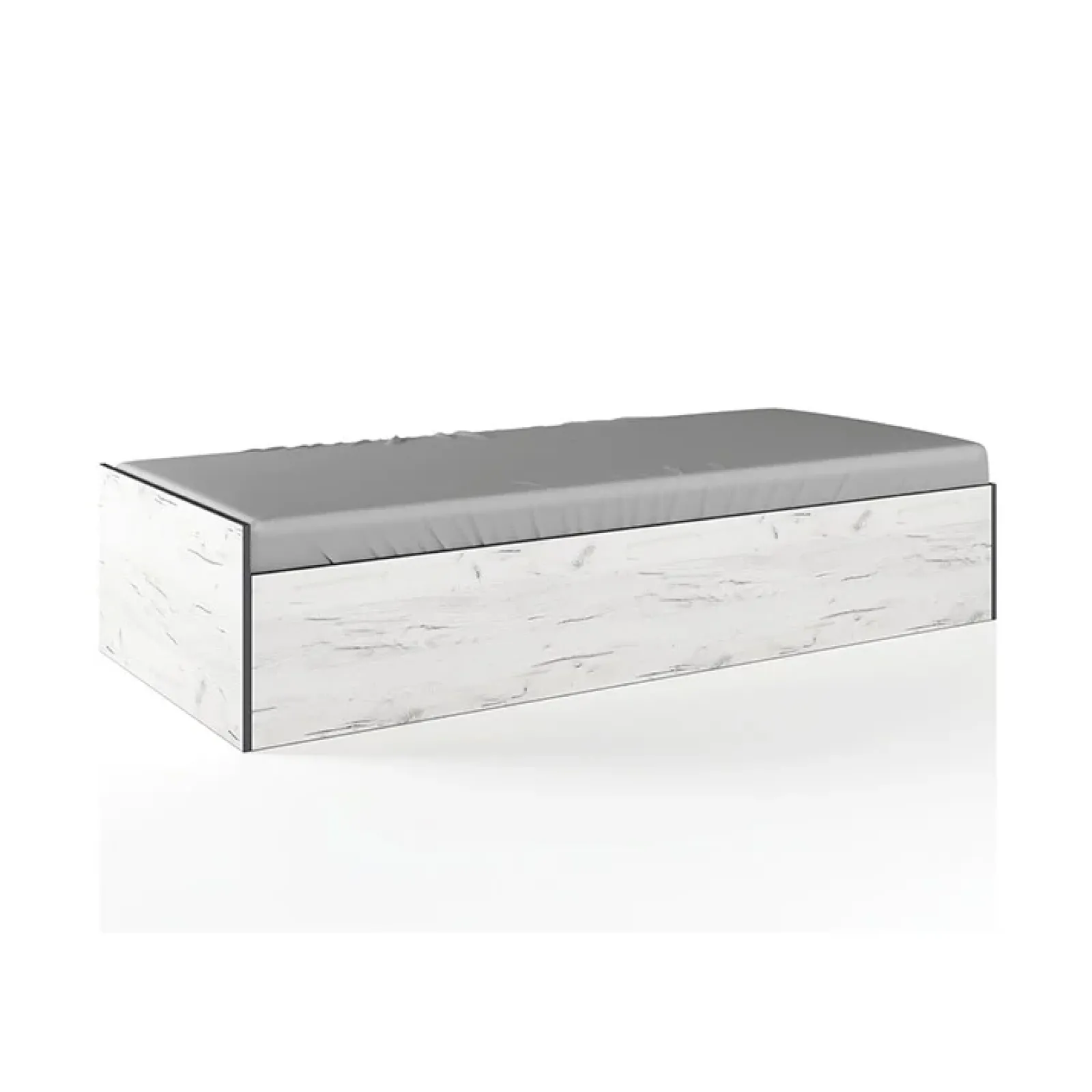 Garnero Arredamenti Letti Singoli|Letti Per Bambini E Ragazzi-Letto singolo 90x200cm contenitore bianco rustico grigio Zadar Bianco Frassinato - Antracite