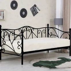 Garnero Arredamenti Letti Per Bambini E Ragazzi|Letti Per Bambini E Ragazzi-Letto singolo 90x200cm moderno con testiera nero Azahara Nero Lucido