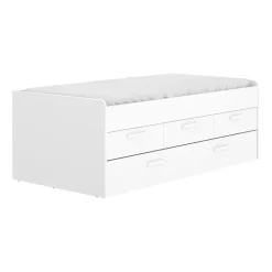 Garnero Arredamenti Letti Per Bambini E Ragazzi|Letti Per Bambini E Ragazzi-Letto singolo 90x190cm per bambini legno bianco letto estraibile 3 cassetti Domingo