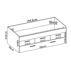 Garnero Arredamenti Letti Per Bambini E Ragazzi|Letti Per Bambini E Ragazzi-Letto singolo 90x190cm per bambini legno bianco letto estraibile 3 cassetti Domingo