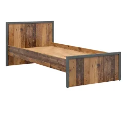 Garnero Arredamenti Letti Singoli|Letti Per Bambini E Ragazzi-Letto singolo 90x200cm stile soft rovere scuro nero Urbania