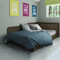 Garnero Arredamenti Letti Per Bambini E Ragazzi|Letti Per Bambini E Ragazzi-Letto una piazza e mezza contenitore 120x190cm con comò Joel Noce