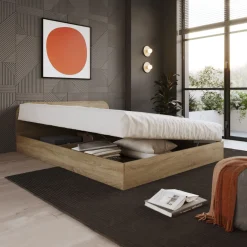 Garnero Arredamenti Letti Alla Francese-Letto 140x190cm alla francese contenitore moderno sonoma Carrisi Rovere