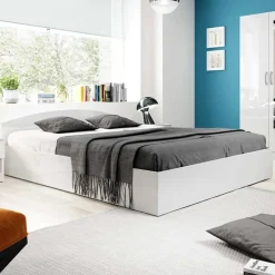 Garnero Arredamenti Letti Alla Francese-Letto 140x190cm alla francese moderno Tropea Bianco Lucido