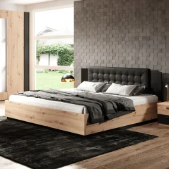 Garnero Arredamenti Letti Alla Francese-Letto 140x200cm alla francese nero Vulcano Rovere