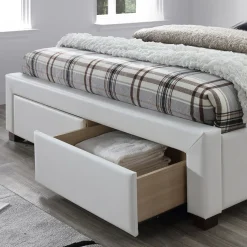 Garnero Arredamenti Letti Matrimoniali|Letti Matrimoniali-Letto 160x200cm matrimoniale con cassetti ecopelle bianco Mestre Gihome® Bianco Opaco