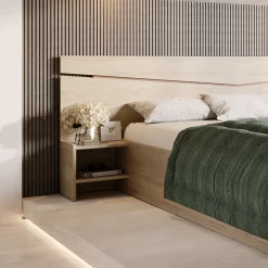 Garnero Arredamenti Letti Matrimoniali|Letti Matrimoniali-Letto 160x200cm matrimoniale con comodini sonoma Camilla Gihome® Rovere