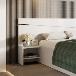 Garnero Arredamenti Letti Matrimoniali|Letti Matrimoniali-Letto 160x200cm matrimoniale con comodini Camilla Gihome® Bianco Opaco